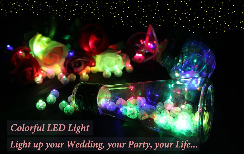 100 шт./лот, цветная круглая мини светодиодная RGB лампа, фонарик, шар, огни для нового года, украшения на Рождество, свадьбу, вечеринку
