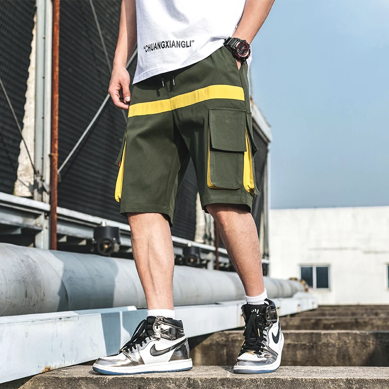 Мужские свободные повседневные мужские шорты Карго уличная хип хоп шаровары шорты пляжные короткие брюки джоггеры спортивные