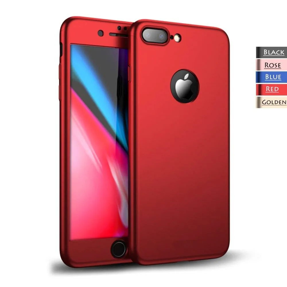 Phone Case 360 Full Protective For iPhone 8 7 Plus 6 6s 5 5S SE X 10 Cover XR Xs Max Cases With Glass |