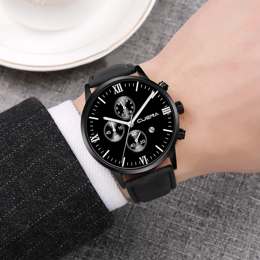 

Style Quartz Watch Top Fashion Luxury Quartz Sport Military Stainless Steel Dial Leather men Wrist Watch Relogio Feminino