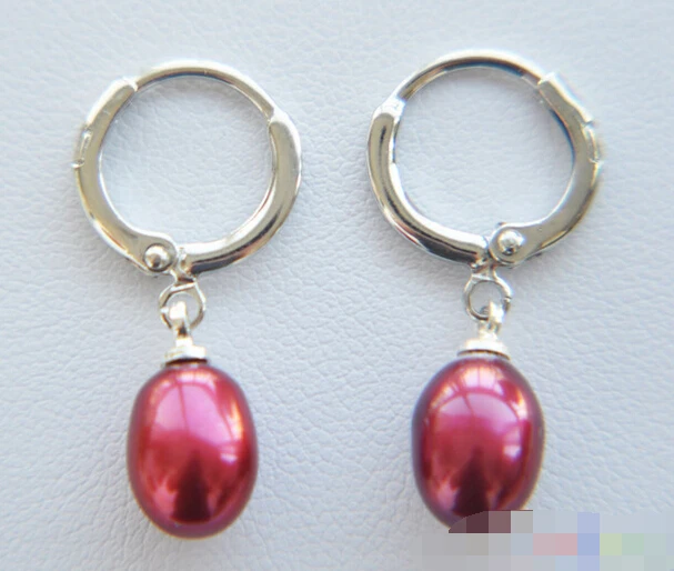 

free shipping 12217 PURPLE RICE FRESHWATER PEARL DANGLE EARRING
