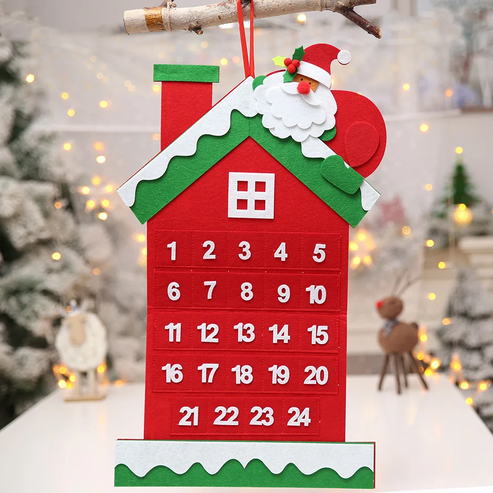 

New Christmas Decorations Christmas Countdown Calendars Non-woven Calendar Pendant Cartoon Old Man