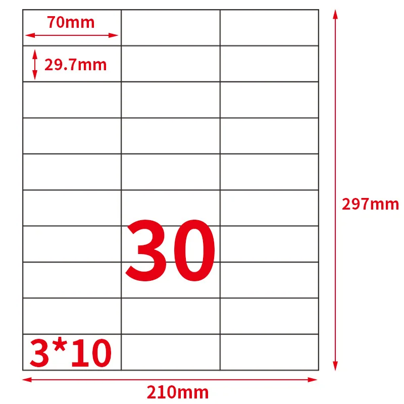 GL-33 (50sheets) 30-up 1500 labels 70 mm x 29.7  on A4  Self- Adhesive Printing Labels for laser/inkjet printer