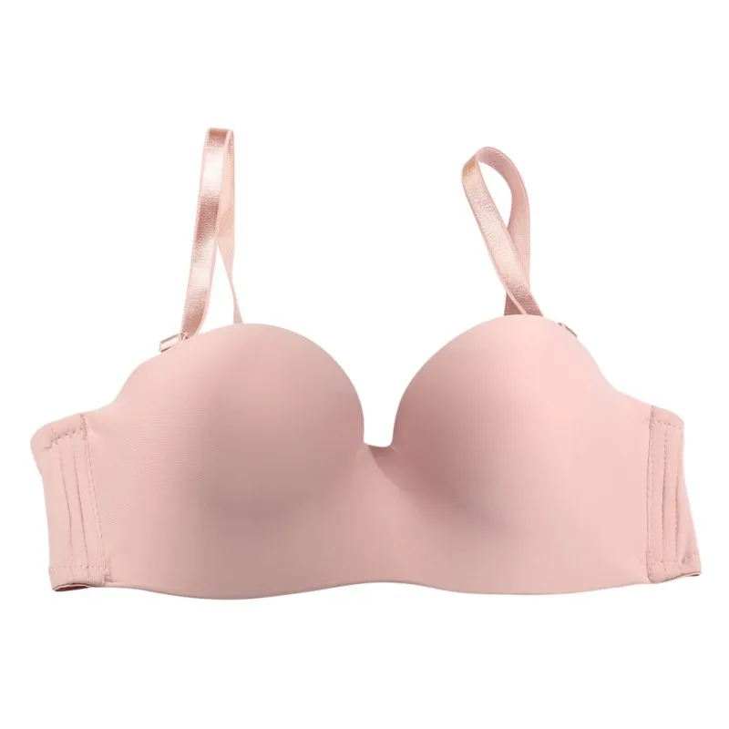 

1pcs Sexy Lingerie Women Underwear Solid Pink Convertible Straps Bra Thin Padded Push Up Seamless Wirefree Invisible Bras
