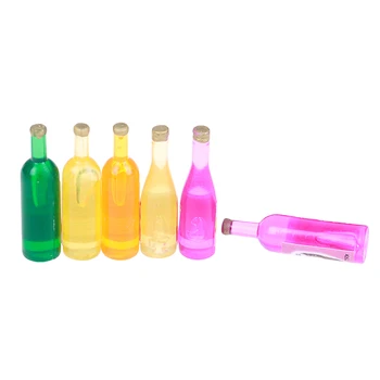 

6 Pcs/set New Arrival Multicolor Kitchen Drink Wine Juice Bottles toy 1:12 Doll House Miniature Furniture toys
