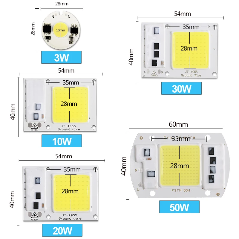 Светодиодный COB Чип 220 V 240 V 3 W 10 W 20 W 30 W 50 W холодный белый теплый белый Светодиодный лампа Вход смарт-ic прожектор