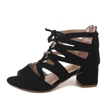 LISM 2018 new spring and summer women sandals cross straps fish mouth hollow shoes with lace strap Roman sandals