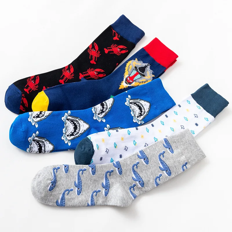 

Dropshipping Shark Men Socks Cartoon Dragon No Show Socks Whale Lobster Summer Ankle Socks For Male Boys Gifts 2019 New Socks