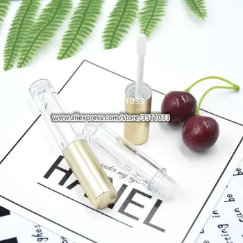 

Empty Lip Gloss Tubes Transparent 3ML Cosmetic Lip Gloss Tube DIY Makeup Lip Oil Tubes Clear Slim Round Lip Gloss Tube Gold Cap