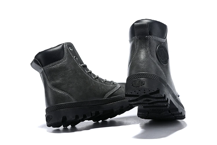 PALLADIUM/мужские уличные серые теплые зимние кожаные ботинки в Военном Стиле мужские высококачественные армейские ботинки на шнуровке с манжетами pampa; Повседневная обувь; размеры 40-44