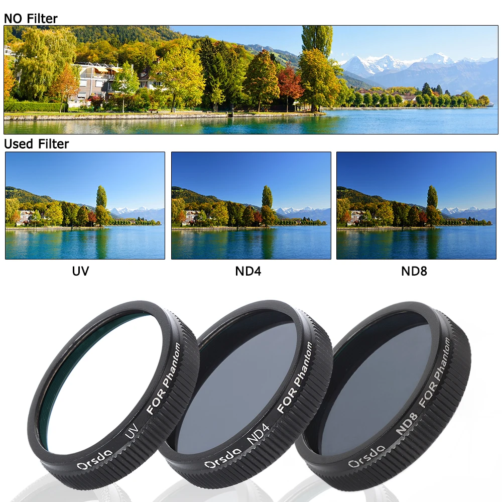 Camera ND4+ND8+UV Lens Filter For DJI Phantom 4 3 Professional Advanced RC160