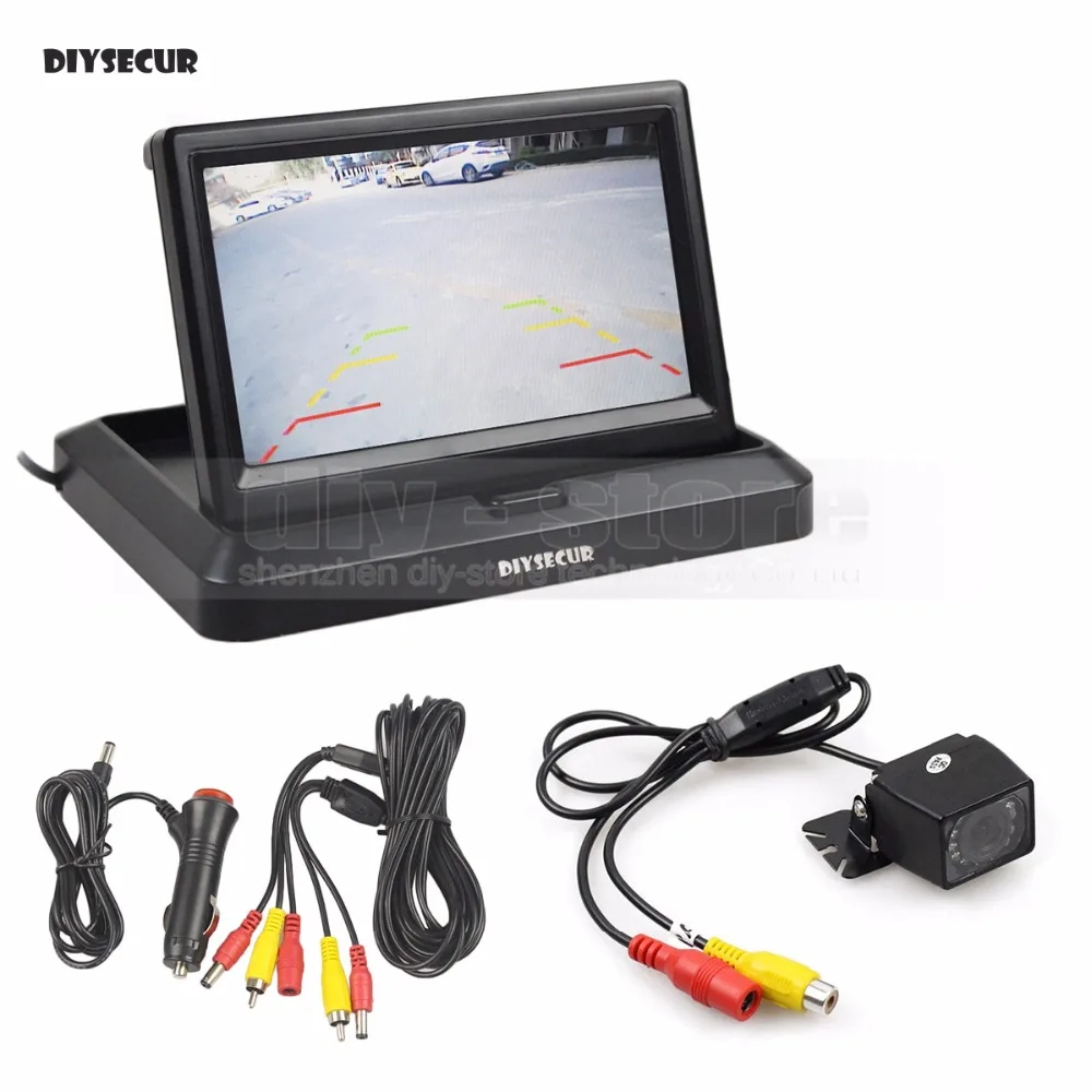 

DIYSECUR 5 Inch Rear View Monitor Car Monitor Waterproof IR Night Vision Rear View Car Camera Parking System Kit