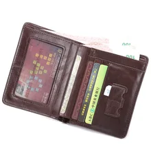 

Oil wax Leather leather men's wallet short wallet small retro wallet brand high quality designer