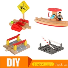 

Thomas And Friends Wood Train Track Accessories Wooden Train Station Wood Track Barrier Magic DIY Educational Toys For Children
