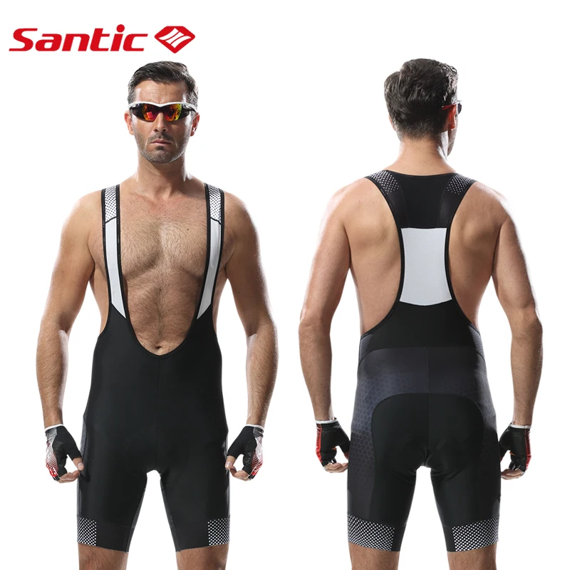 Santic Men Cycling Bib Shorts MTB Padded Breathable Mesh Mountain Road Bicycle Bike Short Cycling Bib Short mtb Ciclismo