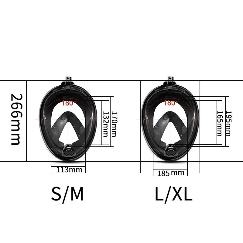 180 ° Seaview Полнолицевая маска для подводного плавания, плавания, дыхания, противотуманная маска для Gopro 4/5