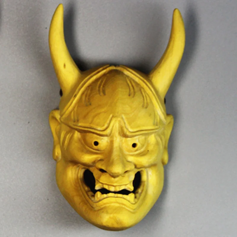 Японская Драма маска дьявола миниатюрная деревянная стена декоративные статуэтки для статуи Будды маска Ужасный танец - Цвет: 3