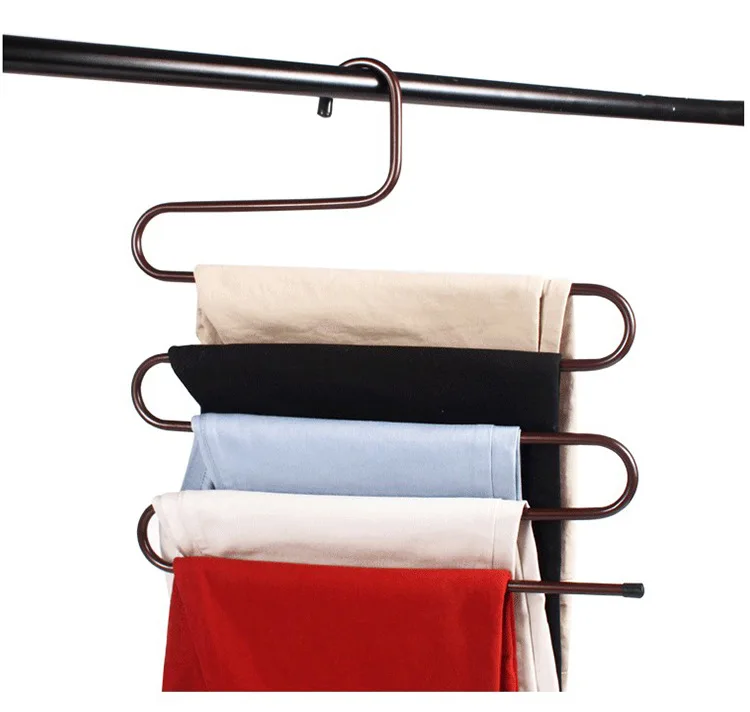 Stainless Steel Hanger 5 Layers Wardrobe Storage Organization S Pants Trousers Scarfs Belt Towel Storage Clothes Drying Rack