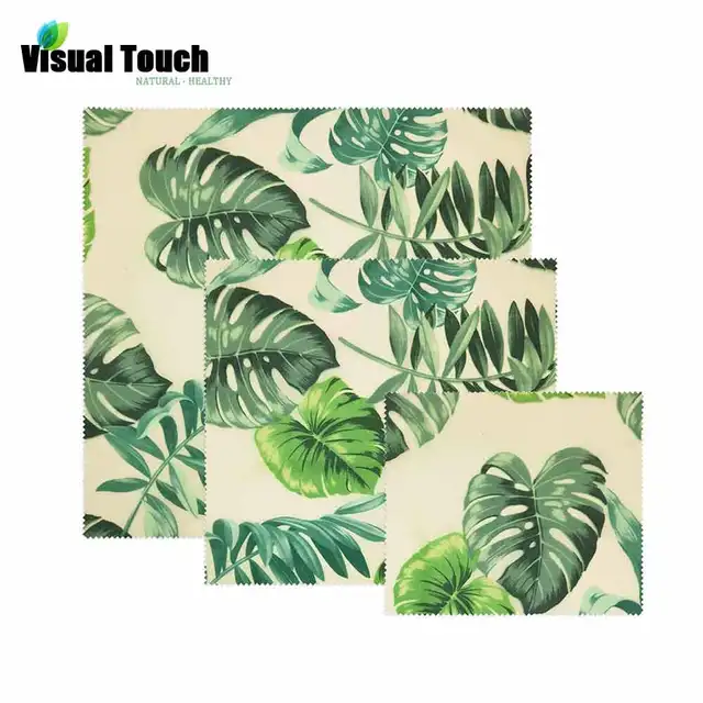 Visual touch palm reusable beeswax cloth wrap food fresh bag lid cover stretch lid jungle party bees wax wrap
