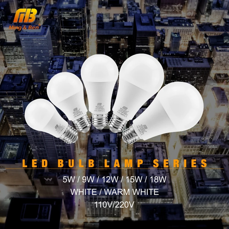 

4pc/lot 110V 220V LED Bulb Lampada LED Bombilla Lamp 18W 15W 12W 9W 5W E27 High Brightness Bulb Real Power Smart IC LED Light