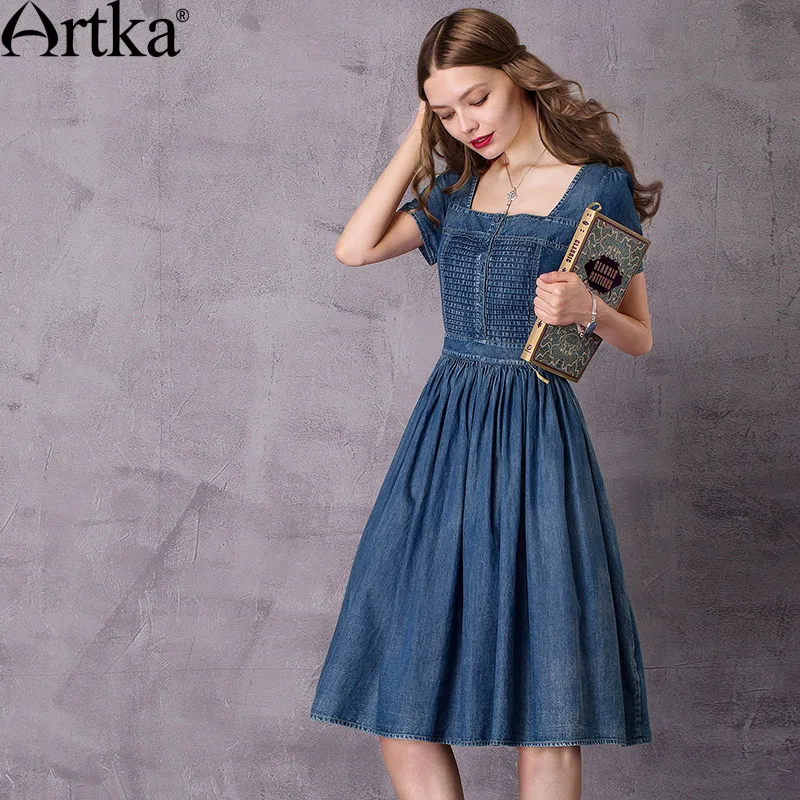 empire waist denim dress