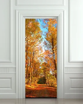 

DIY 3D Wall Sticker Mural Home Decor autumn fall alley forest path Removable Door Sticker decole 77*200cm