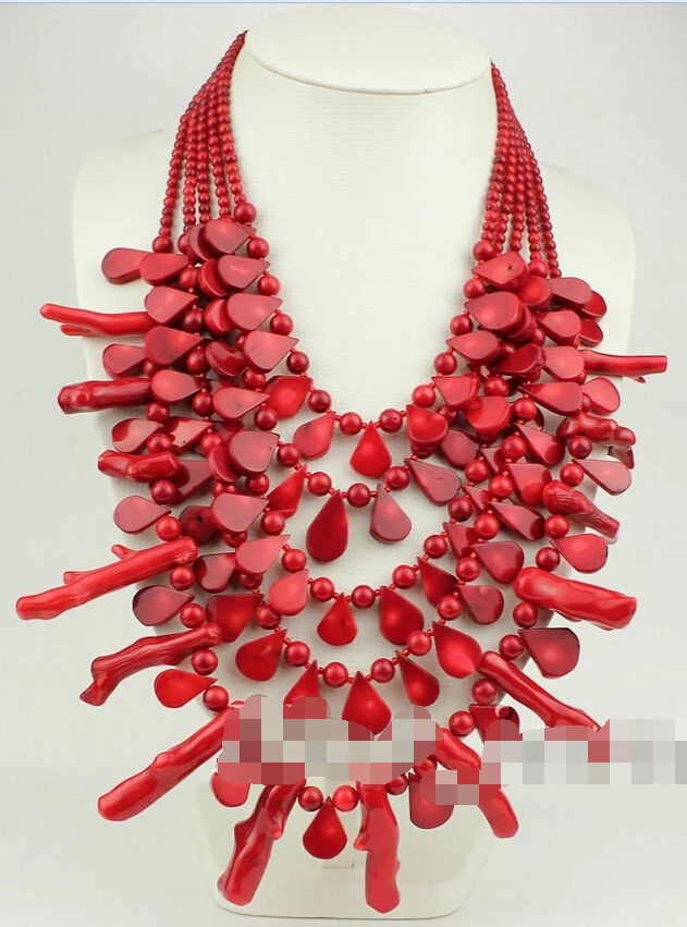 

ddh002421 WOW Red Bar Coral Necklace 28% Discount