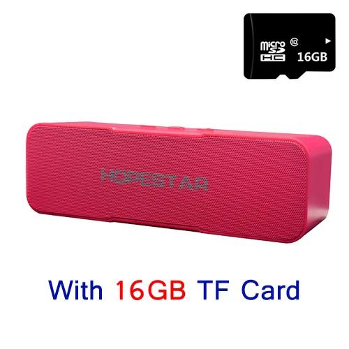 HOPESTAR H13 беспроводной Bluetooth динамик сабвуфер двойной бас стерео Поддержка USB TF AUX FM с зарядным устройством для мобильного телефона - Цвет: Pink With 16GB Card