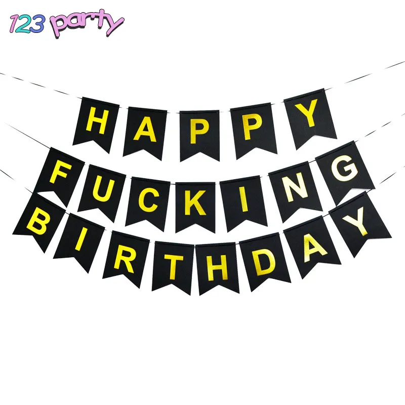 

3m HAPPY FUCKING BIRTHDAY Banner Birthday Party Decoration Flag Black Banner Party Decoration Supplies