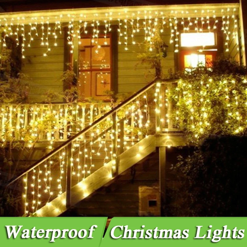 Tail Plug Christmas Lights Outdoor Decoration 3 5m Droop 0 3 0 5m 96LED Curtain New