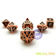 Bescon Deluxe медь и черная эмаль твердые металлические многогранные ролевые игры игра в кости Набор из 7 с бесплатной сумкой на шнурке