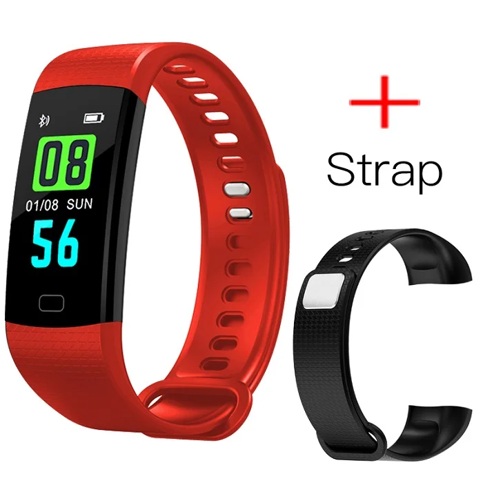 MAFAM Y5 Smartwatch электронные умные часы для женщин и мужчин, спортивные часы для бега, скалолазания, шагомер, СВЕТОДИОДНЫЙ цветной экран - Цвет: With Red Strap