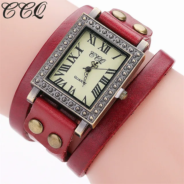 CCQ Brand Fashion Vintage Genuine Leather Bracelet Watch Casual Women Wrist Watc CCQ Brand Fashion Vintage Genuine Leather Bracelet Watch Casual Women Wrist Watc