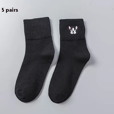 5 пар Женские носки Harajuku забавные носки с принтом уличная одежда Calcetines Mujer popsocken женские - Цвет: black