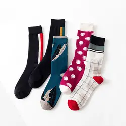 Забавный полосой теплые Стиль короткие носки узор хлопковые носки Для женщин осень-зима Для мужчин Унисекс Счастливый Уличная Короткие