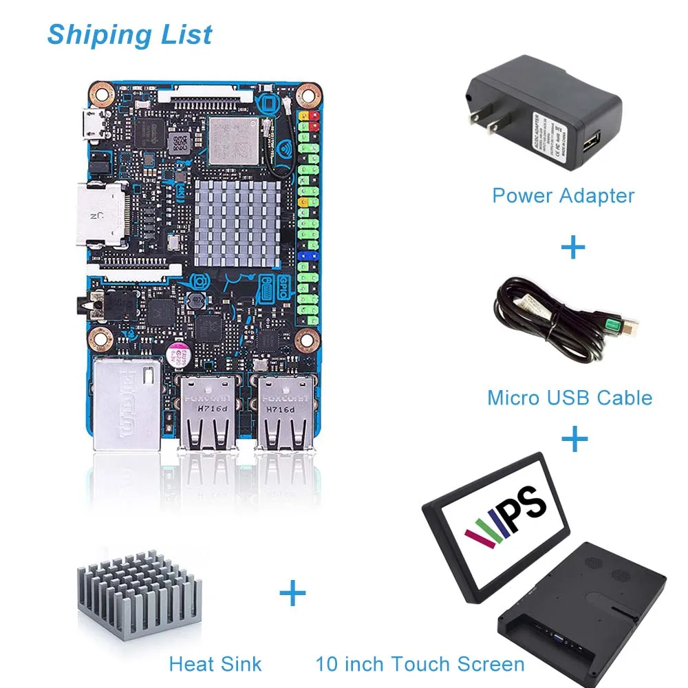 Плата ASUS SBC Tinker S RK3288 SoC 1,8 ГГц четырехъядерный процессор, 600 МГц Mali-T764 GPU, 2 Гб LPDDR3 и 16 Гб eMMC tinkerboard - Комплект: Комплект 6