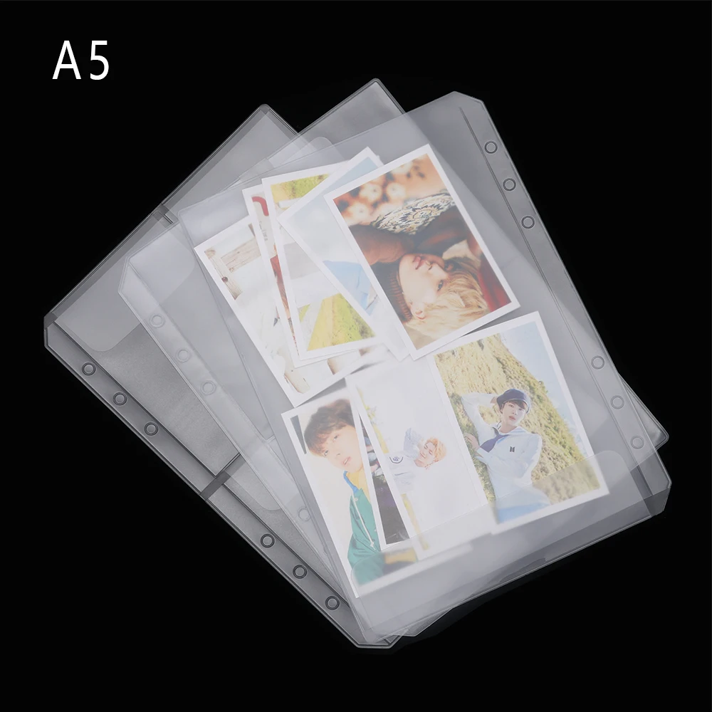 

2PCS/Lot A5 Transparent PVC Loose-leaf Storage Pouches Bag Organizer Clear Resealable Concise Collection Document Postcard Bag