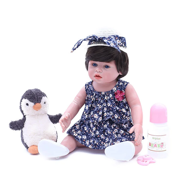 

18inch Full Silicone Reborn Baby Dolls Fashion Realistic Silicone Babies with Hand Implanted Hair Brinquedo Menina Baby Alive
