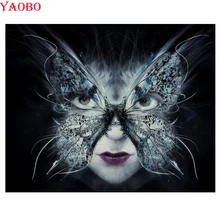 Diy фото на заказ Алмазная картина полная квадратная фантазия маска женская Алмазная вышивка крестиком Мозаика бабочка картина Декор