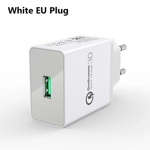 TIEGEM Quick Charge 3,0 USB настенное зарядное устройство адаптер 18 Вт EU US Plug Универсальное зарядное устройство для мобильных телефонов для samsung iphone 7 - Тип штекера: White EU Plug