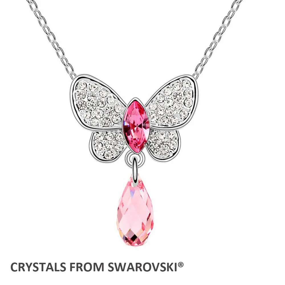 

2016 new arrival 4 colors hot butterfly pendant necklace With Crystals from SWAROVSKI for Valentine's Day gift