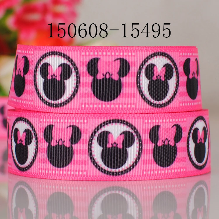 10yards-different sizes-lively cartoon mouse mickey ribbon printed Grosgrain ribbon - Цвет: 150608-15495