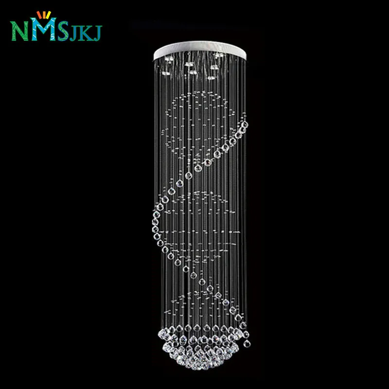 

Modern Crystal Ceiling Lamp Crystal Lustres De Sala Light Fixture Long Ceiling Lighting with 7 GU10 Bulbs MC0546 D500mm H2750mm