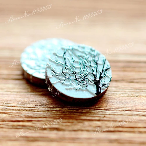 

10pcs Unique 3D Tree Embossed 16mm Round Coloured Drawing pattern Laser Cut wood Cabochon DIY for Rings, Earring,Brooch,Necklace