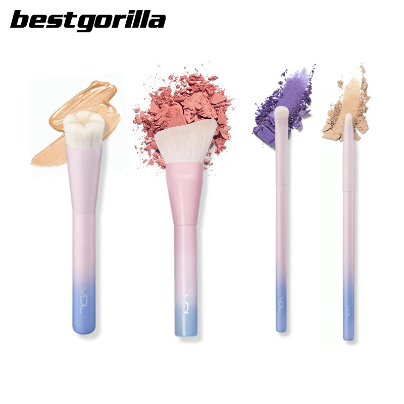 2017 hot 4pcs cosmetic brush Gradient Color Pink Powder foundation  Makeup Brushes  pantone Make up Brush Set with retail Box