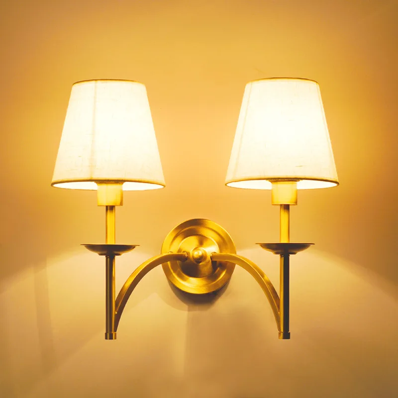 

YOOK American Copper Wall Lamp Antique Wall Lamp Study for Living Room Corridor Wall Lamp E14 110v 220v