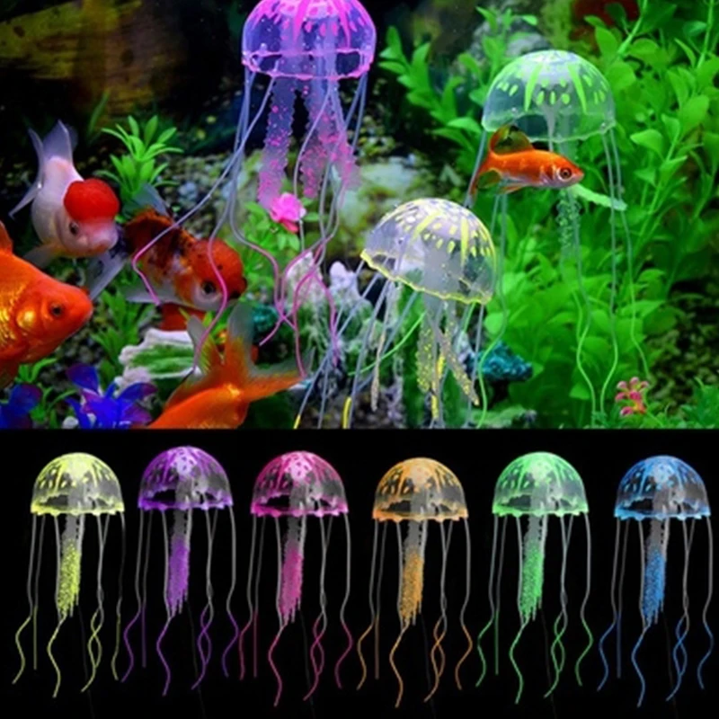 1 pcs Fluorescent Glowing Jellyfish Simulation jelly Fish Aquarium
