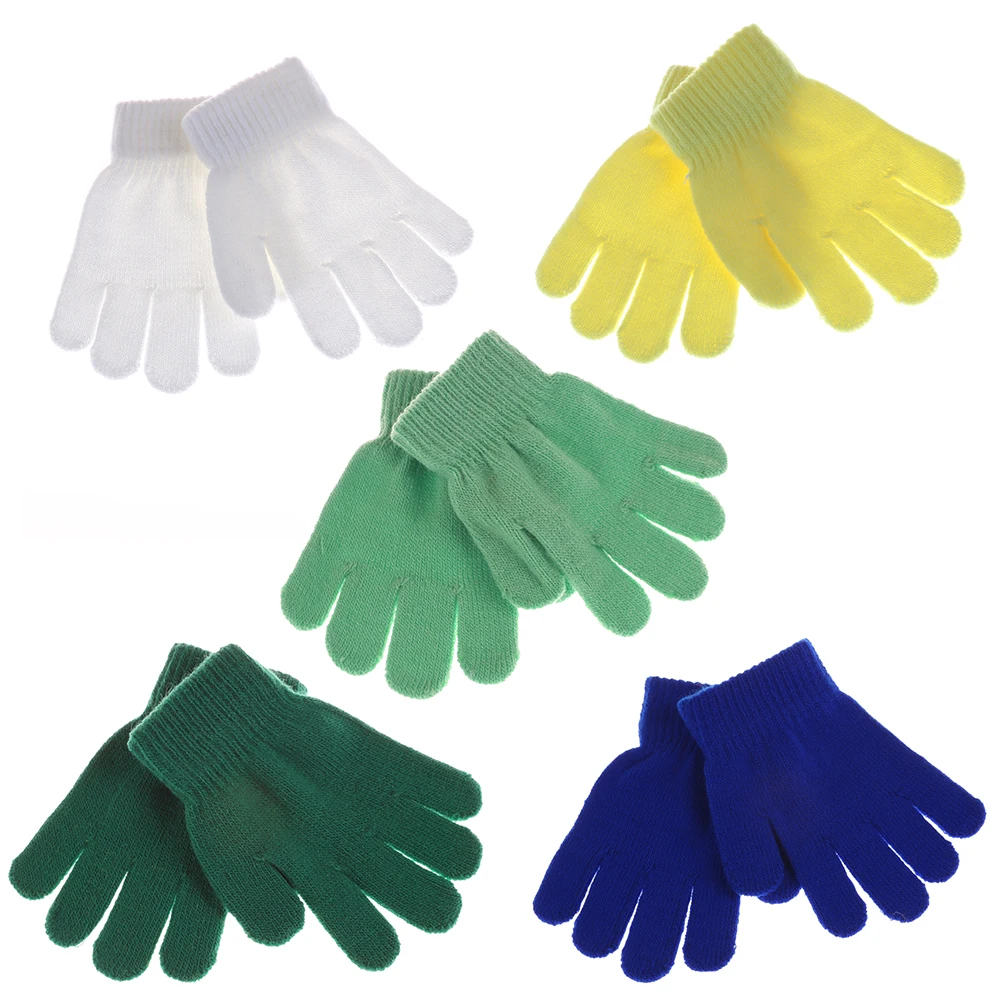 

1pairs Baby Gloves Winter Warm Baby Gloves Knitted Stretch Mittens Kids Girls Gloves Full Finger Glove Knitted Random Send