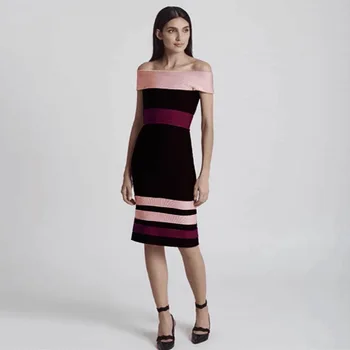

slash neck fashion 2018new style sexy club bandage off the shoulder empire slit celebrity body con elegant dresses wholesale