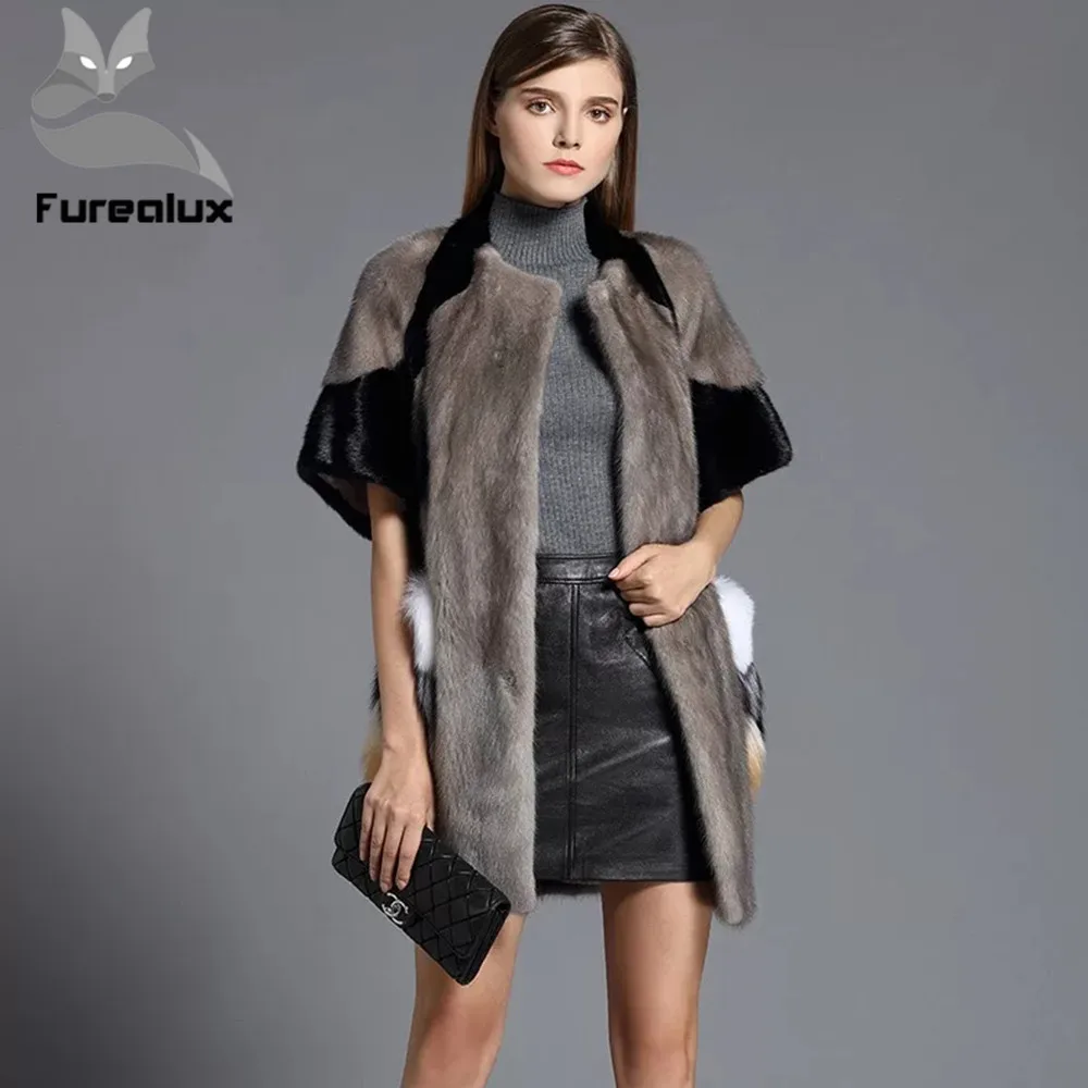 

Furealux 2019 Natural Real Mink Fur Coat Women Commuting-Leisure Long Real Mink Fur Jacket Women Winter Ladies Real Fur Coat